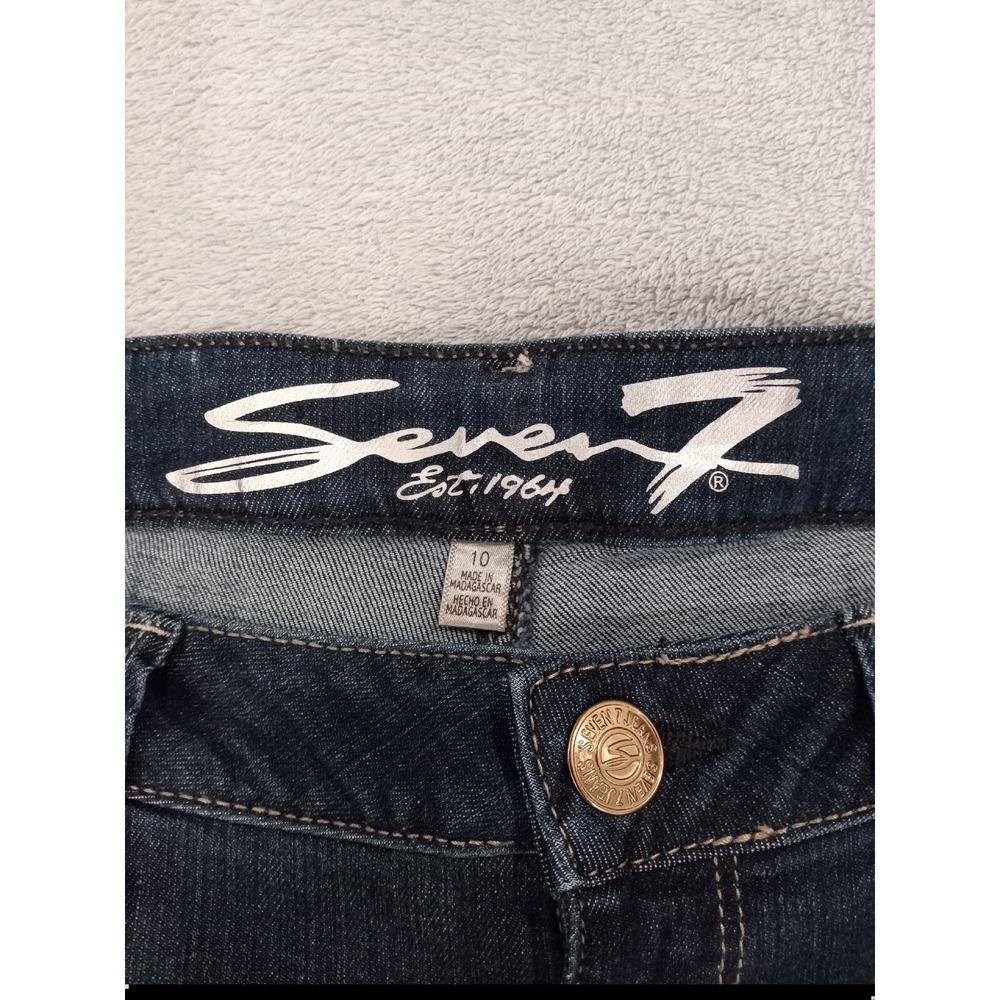 Seven7 women size 10 x 23" high‎ rise ankle skinny medium wash cut off jeans
